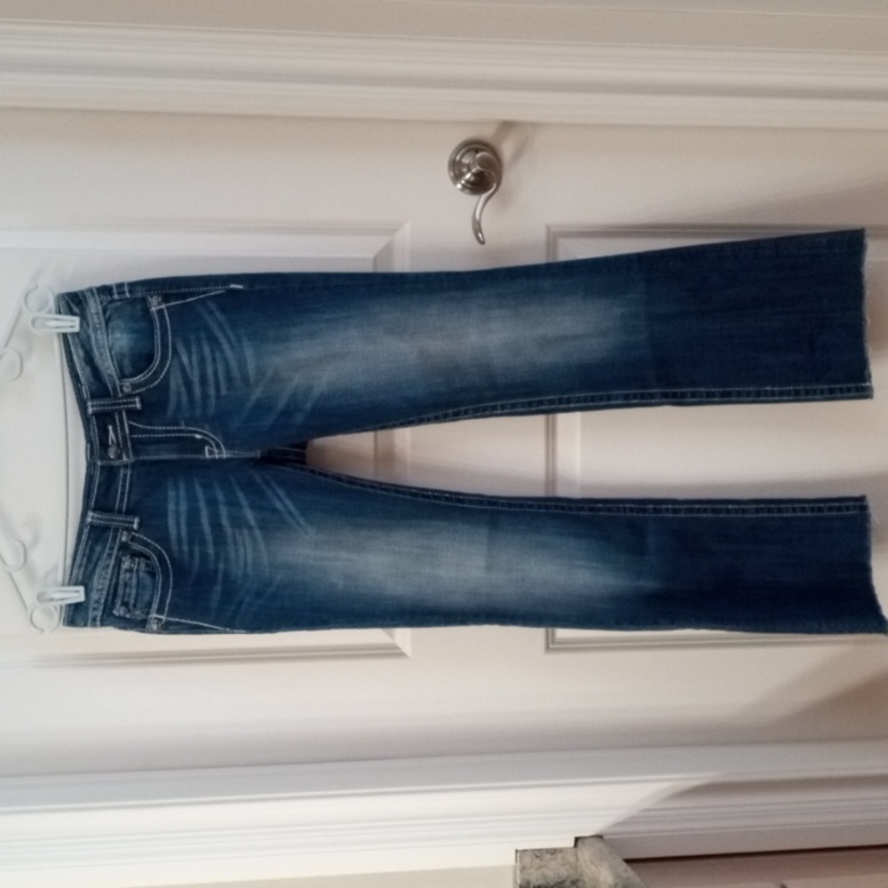 Miss Me Women's Blue Boot Cut Jeans with Raw Hem Size 29 - Picture 3 of 16
